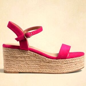 Banana Republic Wedge  Platform Strappy Espadrille Shoes Maui Rose NIB Size 10
